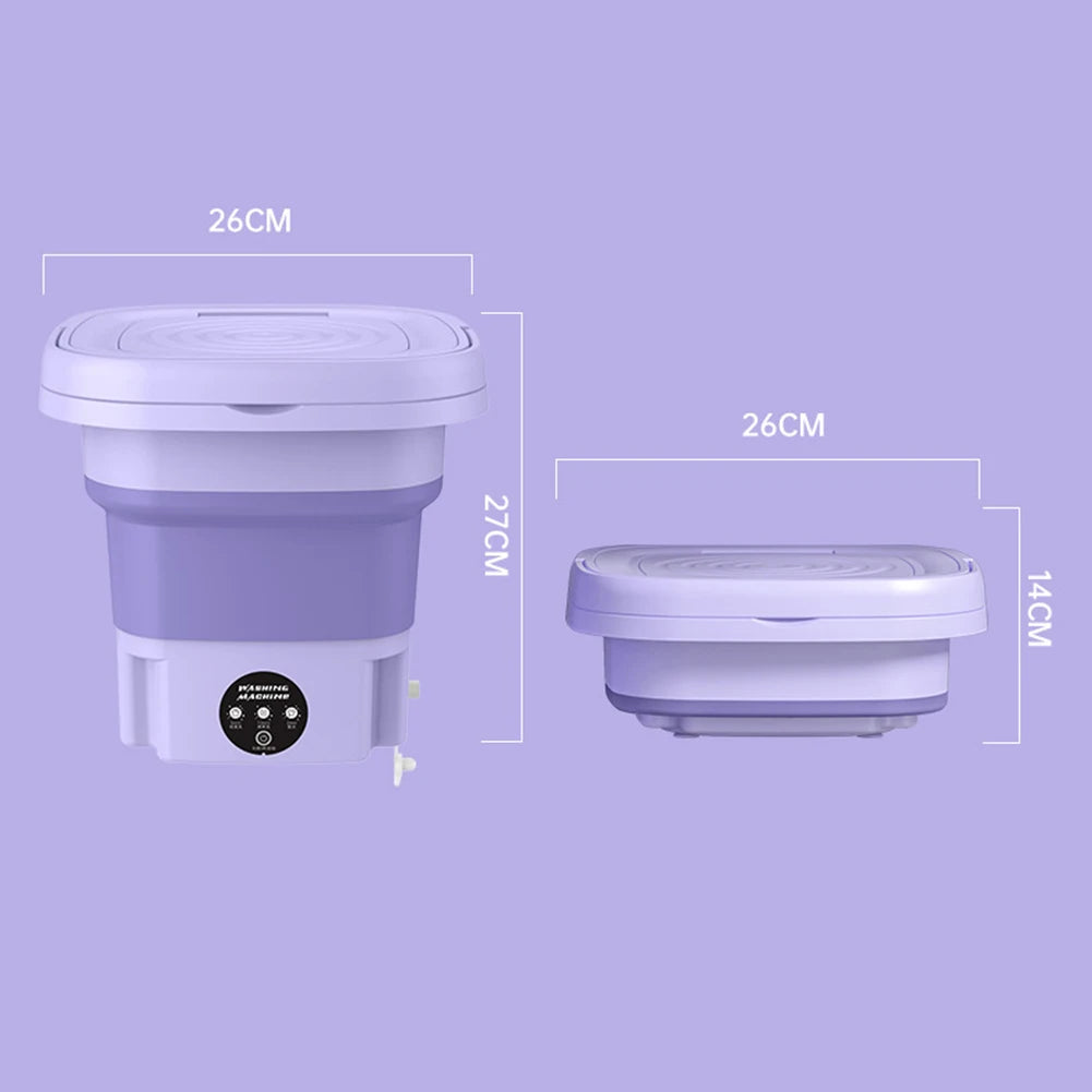 8L Foldable Washing Machine Portable Mini Socks Underwear Panties Washing Machine 12W 3 Modes Automatic Spinning Dry Washer