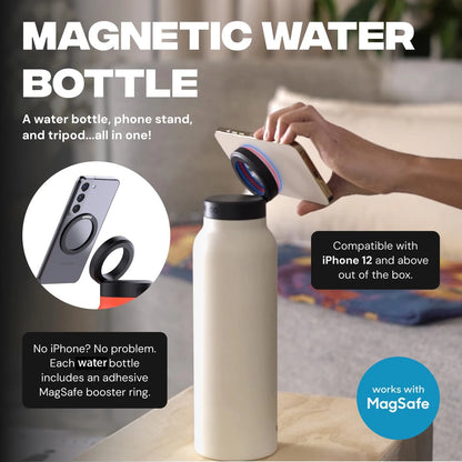 24oz Insulated Magsafe Water Bottle Stainless Steel Double Wall Sport Magnetic Water Bottle with Phone Holder